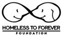 Homeless to Forever Foundation (Monrovia, California) logo has heads of a person and a dog touching noses above the org name
