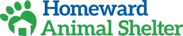 Homeward Animal Shelter (Fargo, North Dakota) logo is blue & green with a paw print