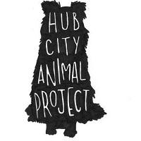 Hub City Animal Project (Spartanburg, South Carolina) logo is a sitting black dog with the organization name written on it