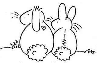 Hug-a-Bunny Rabbit Rescue (Waldwick, New Jersey) logo is black and white with an outline of two bunnies