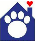 Humane Society for Hamilton County (Noblesville, Indiana) logo is a blue house with a paw print in the middle