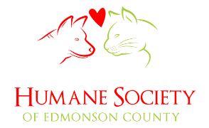Humane Society of Edmonson County (Brownsville, Kentucky) logo has a cat and dog facing each other with a heart between them