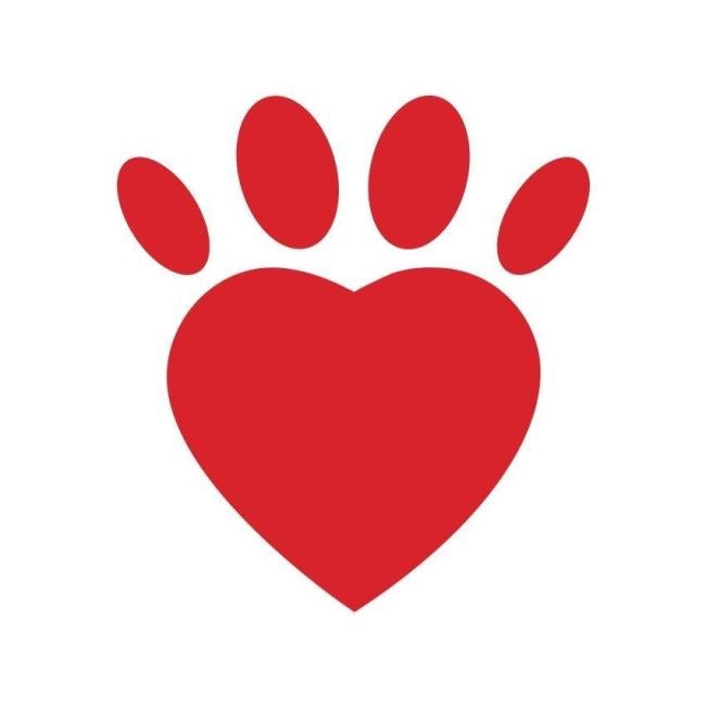 Humane Society of Indianapolis, (Indianapolis, Indiana), logo red heart-shaped pawprint