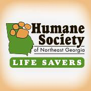 Humane Society of Northeast Georgia (Gainesville, Georgia) logo is the state of Georgia with a pawprint & “Life Savers” tagline