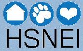 Humane Society of Northeast Iowa (Decorah, Iowa) logo has circles with a heart, pawprint, and house inside over “HSNEI”