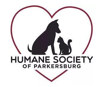 Humane Society of Parkersburg, (Parkersburg, West Virginia), log black dog and cat inside red heart with black text