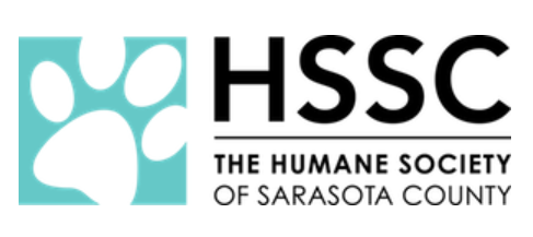 Humane Society of Sarasota County, (Sarasota, Florida) logo white paw on turquoise background with black text