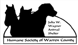 Humane Society of Warren County (Front Royal, Virginia) logo silhouettes: horse, dog & cat, &" Julia W. Wagner Animal Shelter"