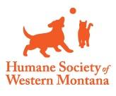 Humane Society of Western Montana (Missoula, Montana) logo has a cat and dog playing with a ball above the org name