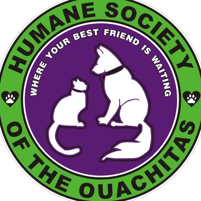 Humane Society of the Ouachitas (Mena, Arkansas) logo dog cat in circle where your best friend is waiting