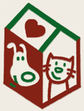 Humane Society of Central Arizona (Payson, Arizona) logo of dog, cat, house and heart