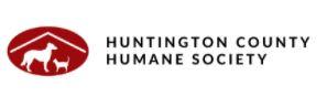 Huntington County Humane Society, (Huntington, Indiana), logo Dog and cat in white with red background oval and black text