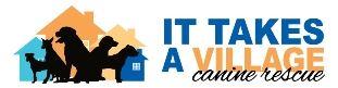 It Takes A Village Canine Rescue (Evansville, Indiana) logo of dogs, houses and text