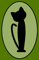 Itty Bitty Kitty Inc (Allentown, Pennsylvania) logo is a dark green rectangle with a lighter green oval and a black cat inside