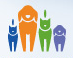 Jacksonville Humane Society (Jacksonville, Florida) logo of caricatures of dogs & cats done in blue, green purple & orange