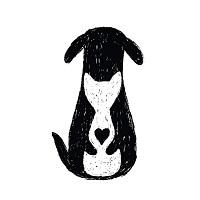 K9Kare, (Alvin, Texas), logo black dog, white cat, red heart next to black text