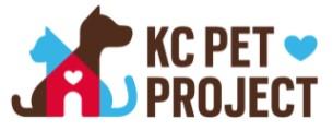 Kansas City Pet Project, (Kansas city, Missouri), logo blue cat and brown dog, red dog house, blue heart, brown text