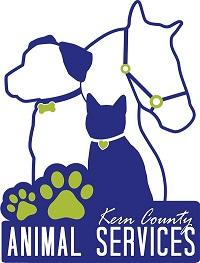 Kern County Animal Services (Bakersfield, California) logo is a dog, cat, and horse above two paw prints and the org name