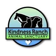 Kindness Ranch (Hartville, Wyoming) logo is a circle with a dog, cat, horse, and hearts inside and the org name across it