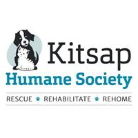 Kitsap Humane Society (Silverdale, Washington) logo of dog, cat, blue circle and Kitsap Humane Society text