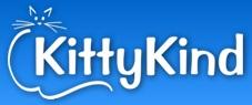 KittyKind (New York City, New York) logo of cat face, whiskers, tail and KittyKind text