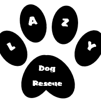 Lazy Dog Rescue (Valley Center, California) logo is a pawprint with “LAZY” in the toes and “Dog Rescue” in the paw pad