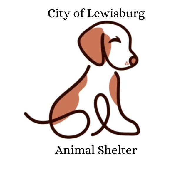 Lewisburg Animal Shelter, (Lewisburg, Tennessee), logo drawing of brown and white dog above black text