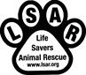 Life Savers Animal Rescue (Polson, Montana) logo of paw with LSAR and text Life Savers Animal Rescue