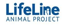 LifeLine Animal Rescue (Atlanta, Georgia) logo is blue with a cat & dog under the N