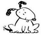 Linda's Magnificent Mutts Rescue (Hillside, Illinois) logo is a black and white cartoon drawing of a dog