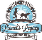 Lionel's Legacy (El Cajon, California) logo of boy and dog walking; Senior Dog Rescue