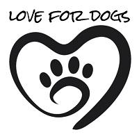 Love For Dogs (Scottsdale, Arizona) logo black heart with black paw print inside on white background