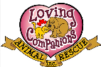 Loving Companions Animal Rescue (North Pole, Alaska) logo looks like a heart tattoo with a dog, cat, hearts & the org name