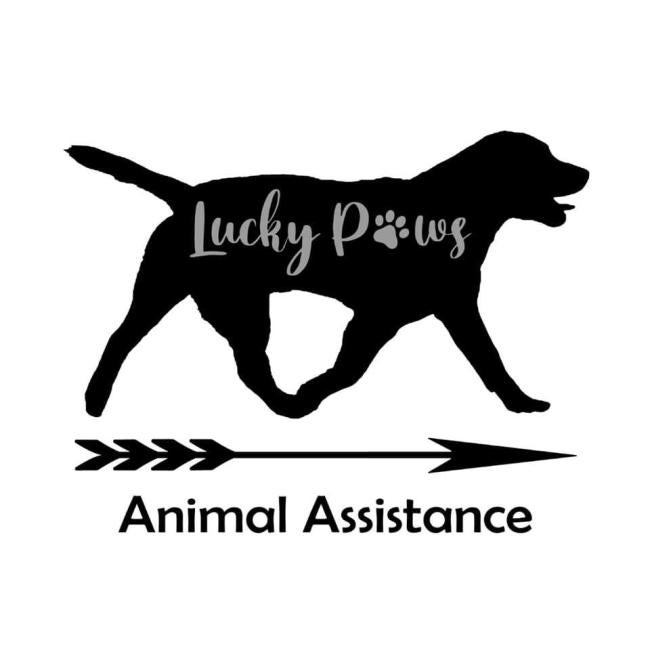 Lucky Paws Animal Assistance, Inc. (Williamstown, New Jersey) logo dog walking and arrow