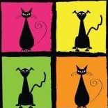 Lulu’s Locker Rescue (Oak Grove, Illinois) logo has four colorful squares with a black cat or black dog in each square