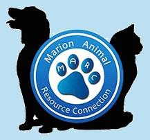 Marion Animal Resource Connection (Jasper, Tennessee) logo of dog, cat, blue circle, paw with MARC, and text