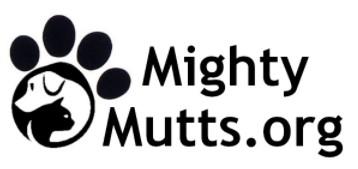 Mighty Mutts, Inc., (New York, New York), logo black cat and white dog in black circle that is part of black pawprint with black text