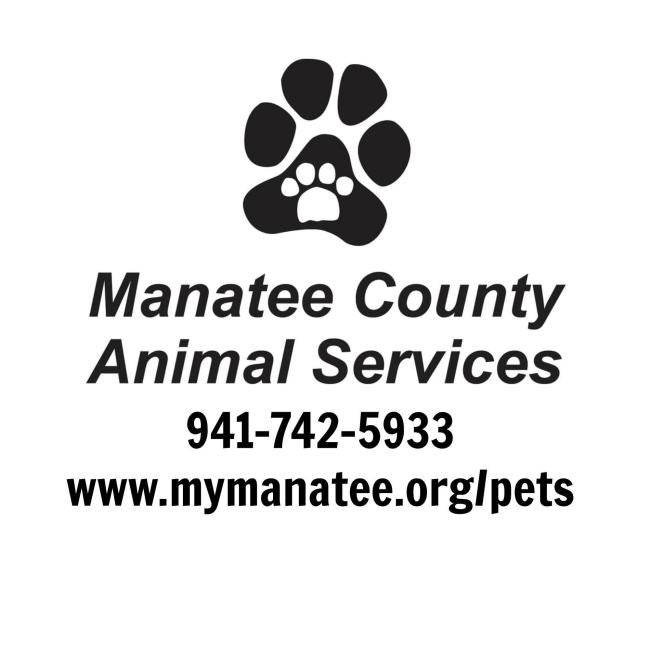 Manatee County Animal Services, (Palmetto, Florida), logo small white paw inside of big black paw above black text