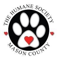 Humane Society of Mason County (Allyn, Washington) logo is a heart inside a white pawprint inside a black circle
