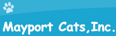 Mayport Cats, Inc. (Jacksonville, Florida) is the organization name on background with two shades of blue and a pawprint