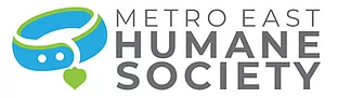 Metro East Humane Society, (Edwardsville, Illinois), logo teal collar with green heart tag next to grey text