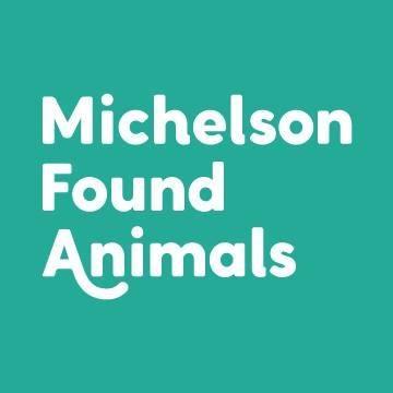 Michelson Found Animals Foundation, (Los Angeles, California), white text on teal background
