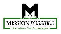Mission Possible Homeless Cat Foundation (San Jose, California) logo is a cat face in the blank space of an M above the org name