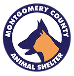Montgomery County Animal Shelter (Conroe, Texas) logo of purple circle with purple dog and yellow cat silhouette