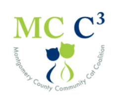Montgomery County Community Cat Coalition (Spencerville, Maryland) logo with abbreviation and green and blue cat head