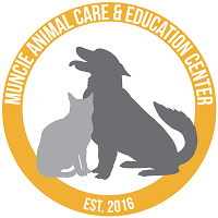 Muncie Animal Care & Services (Muncie, Indiana) logo is a dog and cat sitting in a circle with the org name and established date