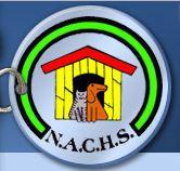 Natchez-Adams County Humane Society (Natchez, Mississippi) logo is a pet tag with a dog and cat in front of a doghouse on it