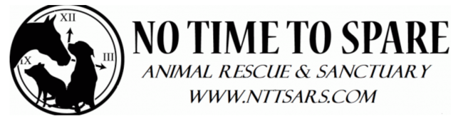 No Time to Spare Animal Rescue and Sanctuary, (Warrenton, Missouri)logo clock face with horse dog and pig in black and white