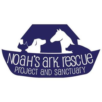Noah’s Ark Rescue Project and Sanctuary (Glenmoore, Pennsylvania) logo is an ark with the org name & a dog, cat, horse, and pig