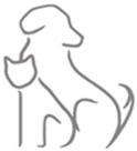 Oakdale Shelter Pet Alliance (Oakdale, California) of grey dog, cat silhouette, city skyline, hills, colored buildings